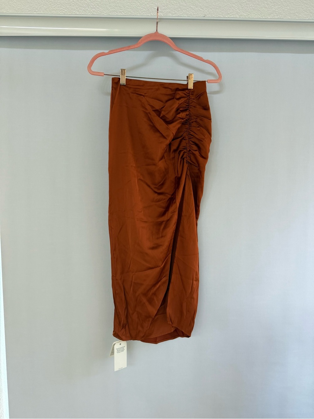 Abercrombie & Fitch Rust Ruched Midi Skirt